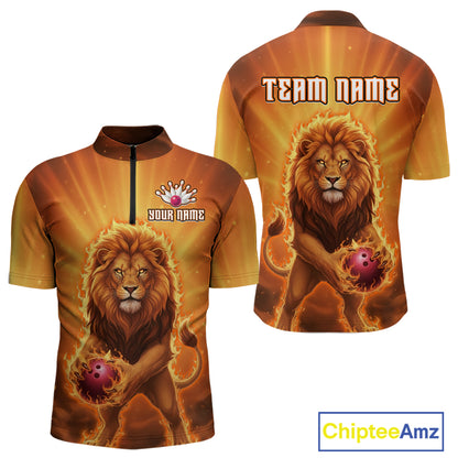 Lion Bowling Shirts for Team Women Men Custom Bowling Jersey Bowl Polo&1/4 Zip MBL236