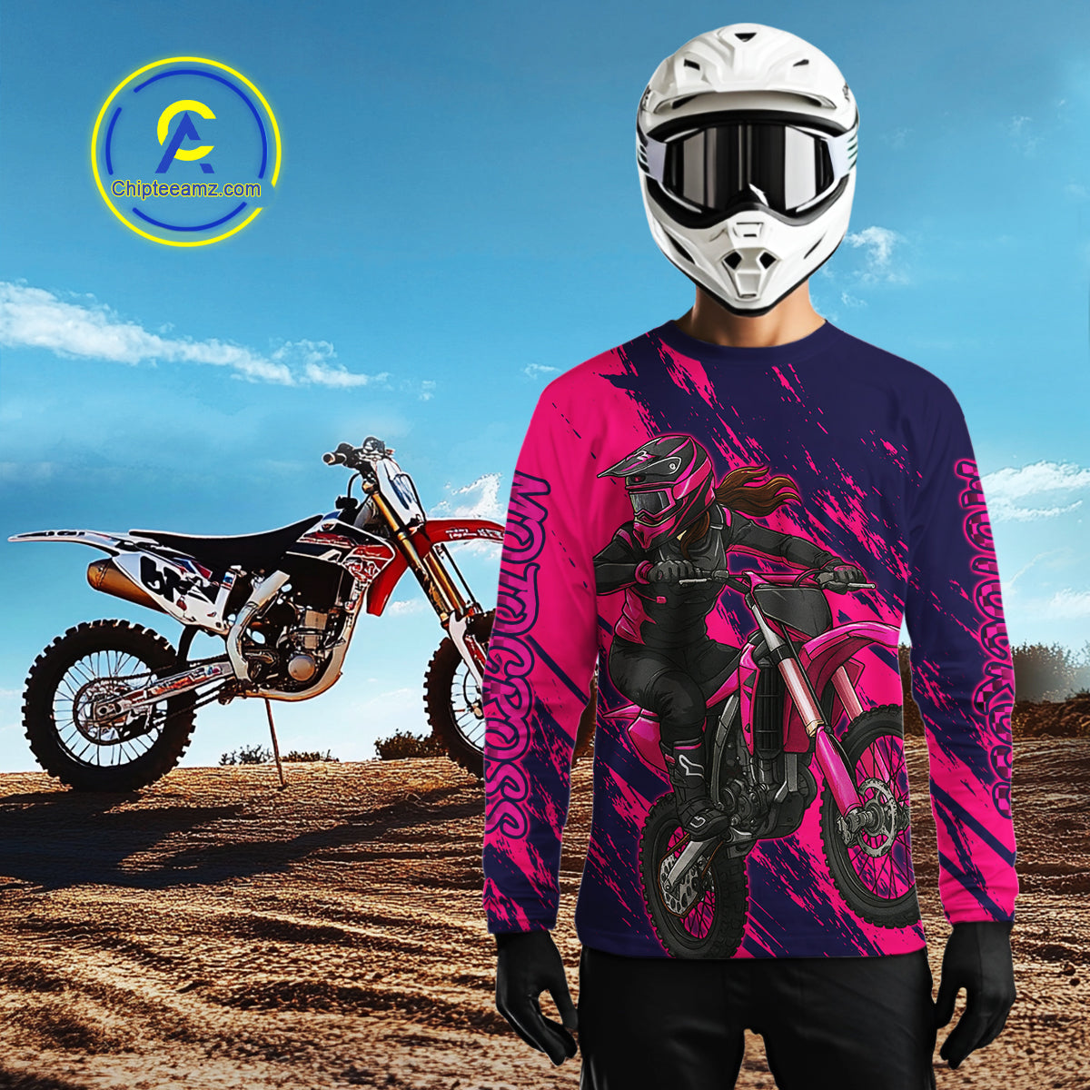 Blue and Pink Motocross Jersey Men Kid Women Dirt Bike Jersey Motorcycle Riding Shirt XM482