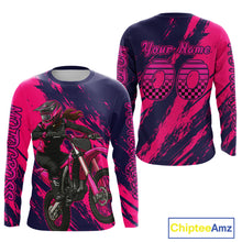 Load image into Gallery viewer, Blue and Pink Motocross Jersey Men Kid Women Dirt Bike Jersey Motorcycle Riding Shirt XM482