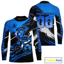 Load image into Gallery viewer, Custom Blue Motocross Jersey Men Kid Women Dirt Bike Jersey Motorcycle Riding Shirt XM486