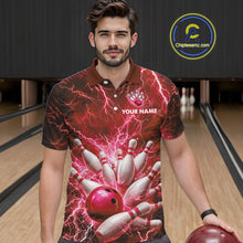 Load image into Gallery viewer, Red Lightning Bowling Shirts for Team Women Men Custom Bowling Polo &amp; 1/4 Zip Shirt MBL241