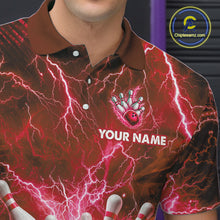 Load image into Gallery viewer, Red Lightning Bowling Shirts for Team Women Men Custom Bowling Polo &amp; 1/4 Zip Shirt MBL241