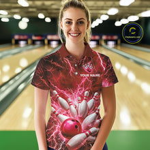 Load image into Gallery viewer, Red Lightning Bowling Shirts for Team Women Men Custom Bowling Polo &amp; 1/4 Zip Shirt MBL241