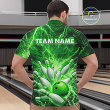 Load image into Gallery viewer, Green Lightning Bowling Shirts for Team Women Men Custom Bowling Polo &amp; 1/4 Zip Shirt MBL241