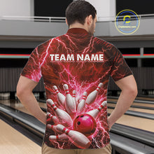 Load image into Gallery viewer, Red Lightning Bowling Shirts for Team Women Men Custom Bowling Polo &amp; 1/4 Zip Shirt MBL241