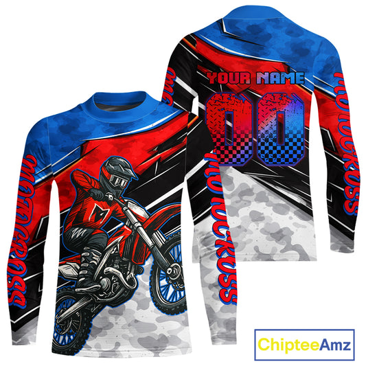Blue and Red Motocross Jersey Custom Dirt Bike Shirts Men Kid Women Riding Shirt XM489