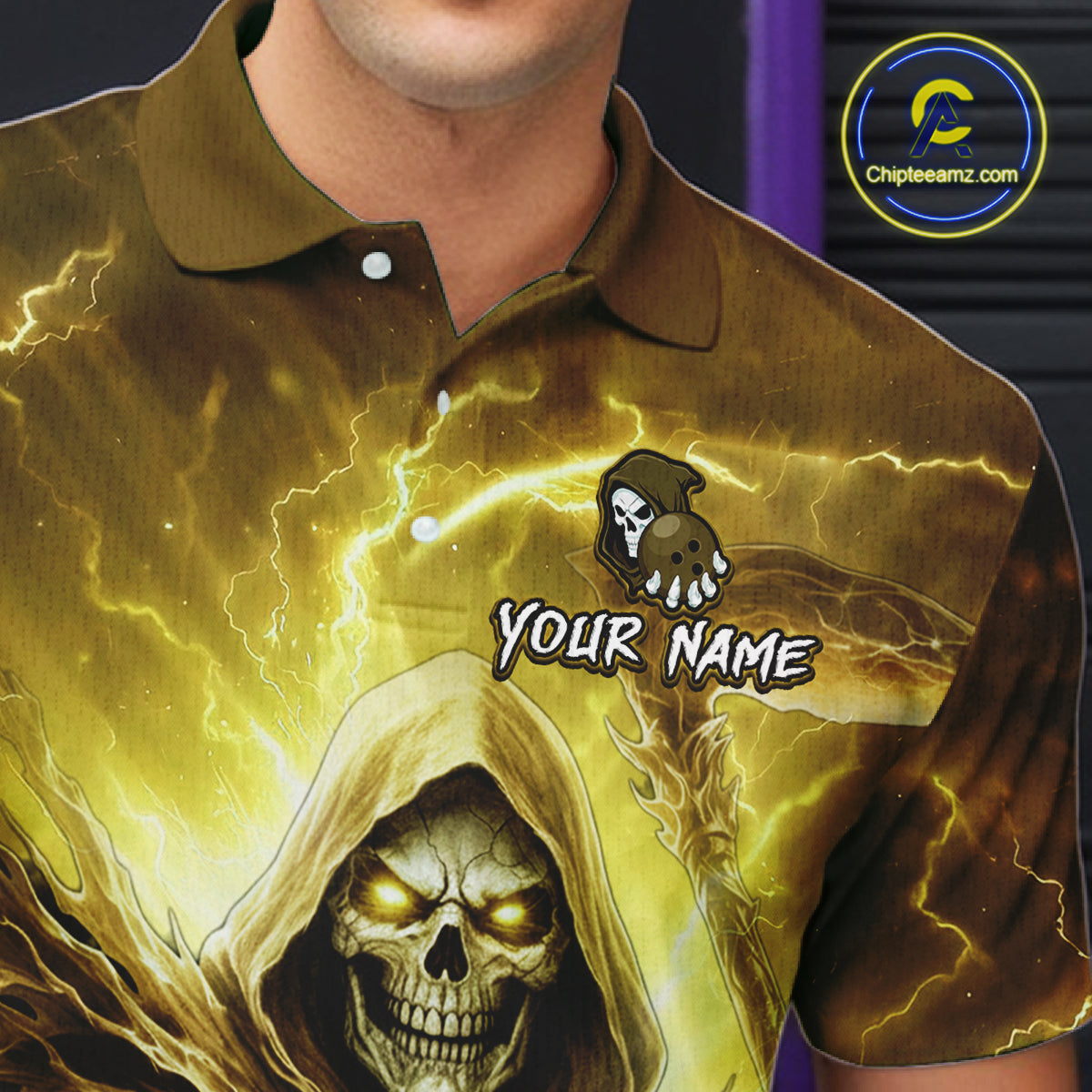 Yellow Bowling Shirts for Team Women Men Custom Death Bowling Jersey Bowl League MBL248