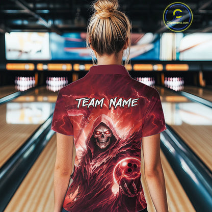 Red Bowling Shirts for Team Women Men Custom Death Bowling Jersey Bowl League MBL248