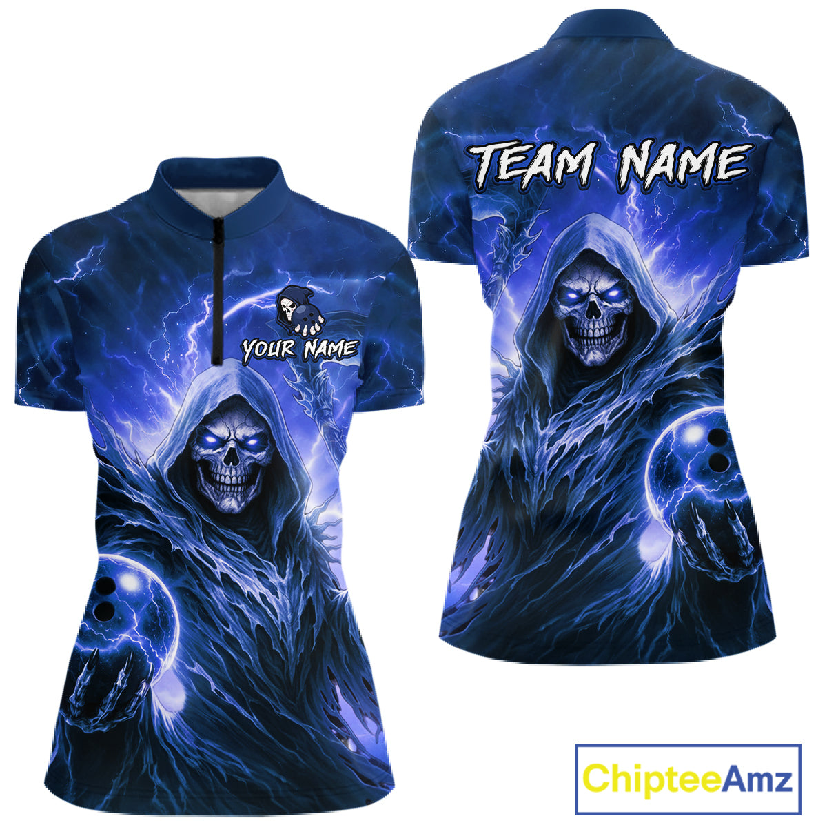 Blue Bowling Shirts for Team Women Men Custom Death Bowling Jersey Bowl League MBL248