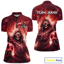Load image into Gallery viewer, Red Bowling Shirts for Team Women Men Custom Death Bowling Jersey Bowl League MBL248