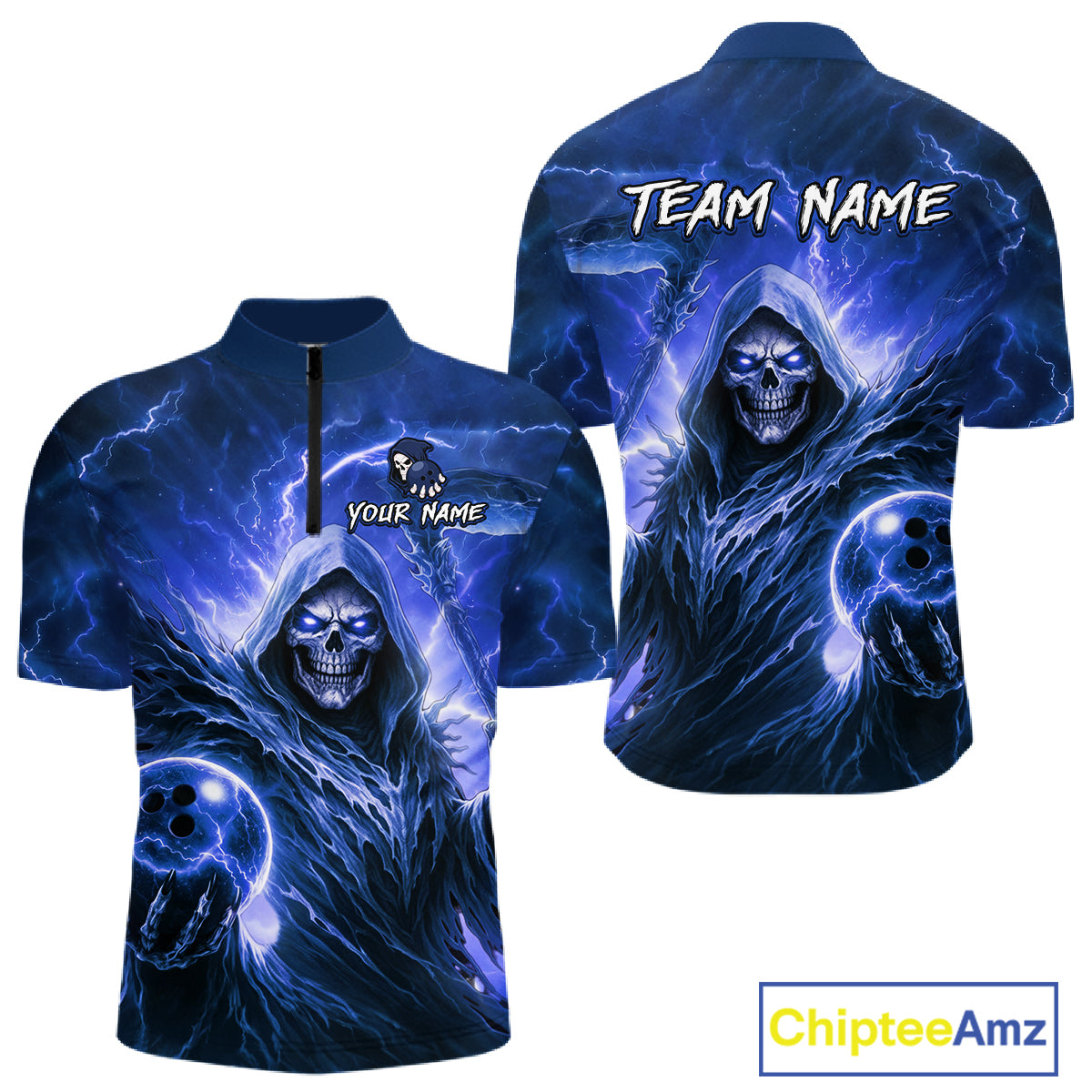 Blue Bowling Shirts for Team Women Men Custom Death Bowling Jersey Bowl League MBL248