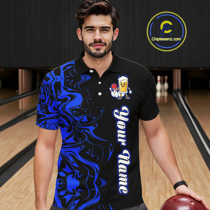 Funny Beer Bowling Shirts Team Women Men Custom Blue Bowling Jersey for Bowler MBL250