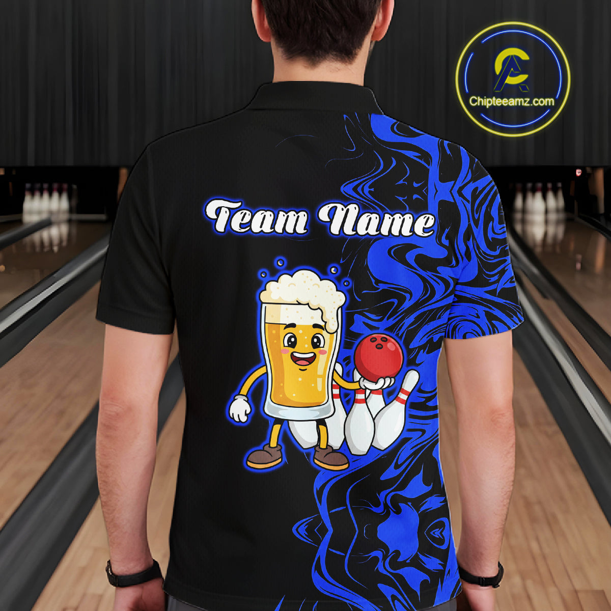 Funny Beer Bowling Shirts Team Women Men Custom Blue Bowling Jersey for Bowler MBL250