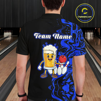 Funny Beer Bowling Shirts Team Women Men Custom Blue Bowling Jersey for Bowler MBL250