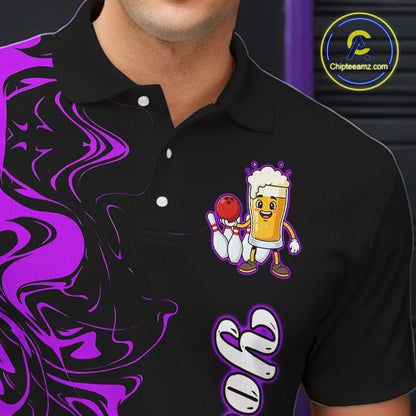 Funny Beer Bowling Shirts Team Women Men Custom Purple Bowling Jersey for Bowler MBL250