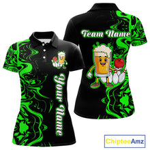Load image into Gallery viewer, Funny Beer Bowling Shirts Team Women Men Custom Green Bowling Jersey for Bowler MBL250