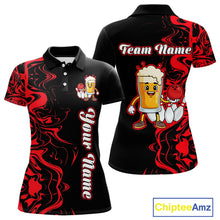 Load image into Gallery viewer, Funny Beer Bowling Shirts Team Women Men Custom Red Bowling Jersey for Bowler MBL250