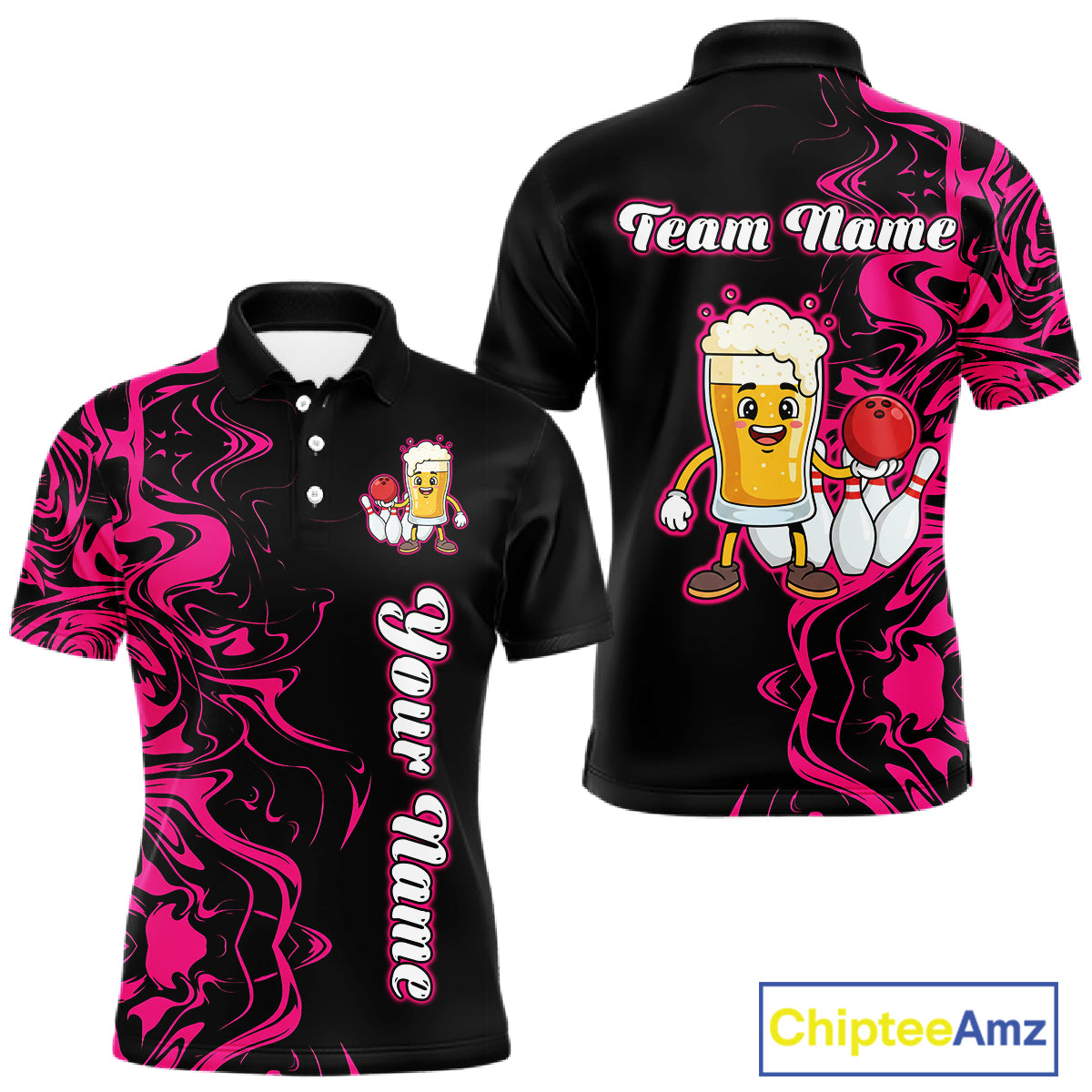 Funny Beer Bowling Shirts Team Women Men Custom Pink Bowling Jersey for Bowler MBL250