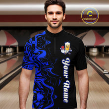 Load image into Gallery viewer, Funny Beer Bowling Shirts Team Women Men Custom Blue Bowling Jersey for Bowler MBL250