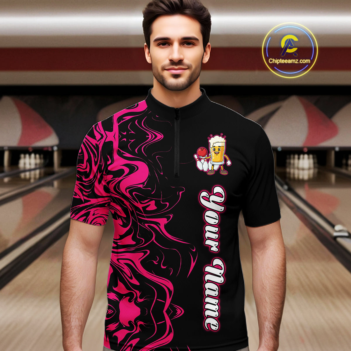 Funny Beer Bowling Shirts Team Women Men Custom Pink Bowling Jersey for Bowler MBL250