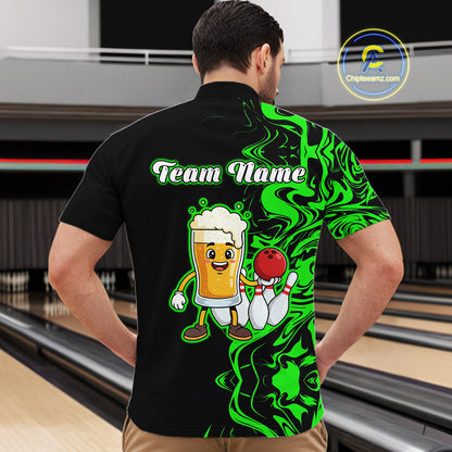 Funny Beer Bowling Shirts Team Women Men Custom Green Bowling Jersey for Bowler MBL250