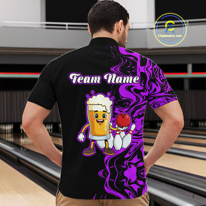 Funny Beer Bowling Shirts Team Women Men Custom Purple Bowling Jersey for Bowler MBL250