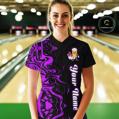 Funny Beer Bowling Shirts Team Women Men Custom Purple Bowling Jersey for Bowler MBL250