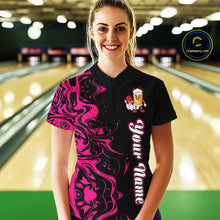 Load image into Gallery viewer, Funny Beer Bowling Shirts Team Women Men Custom Pink Bowling Jersey for Bowler MBL250