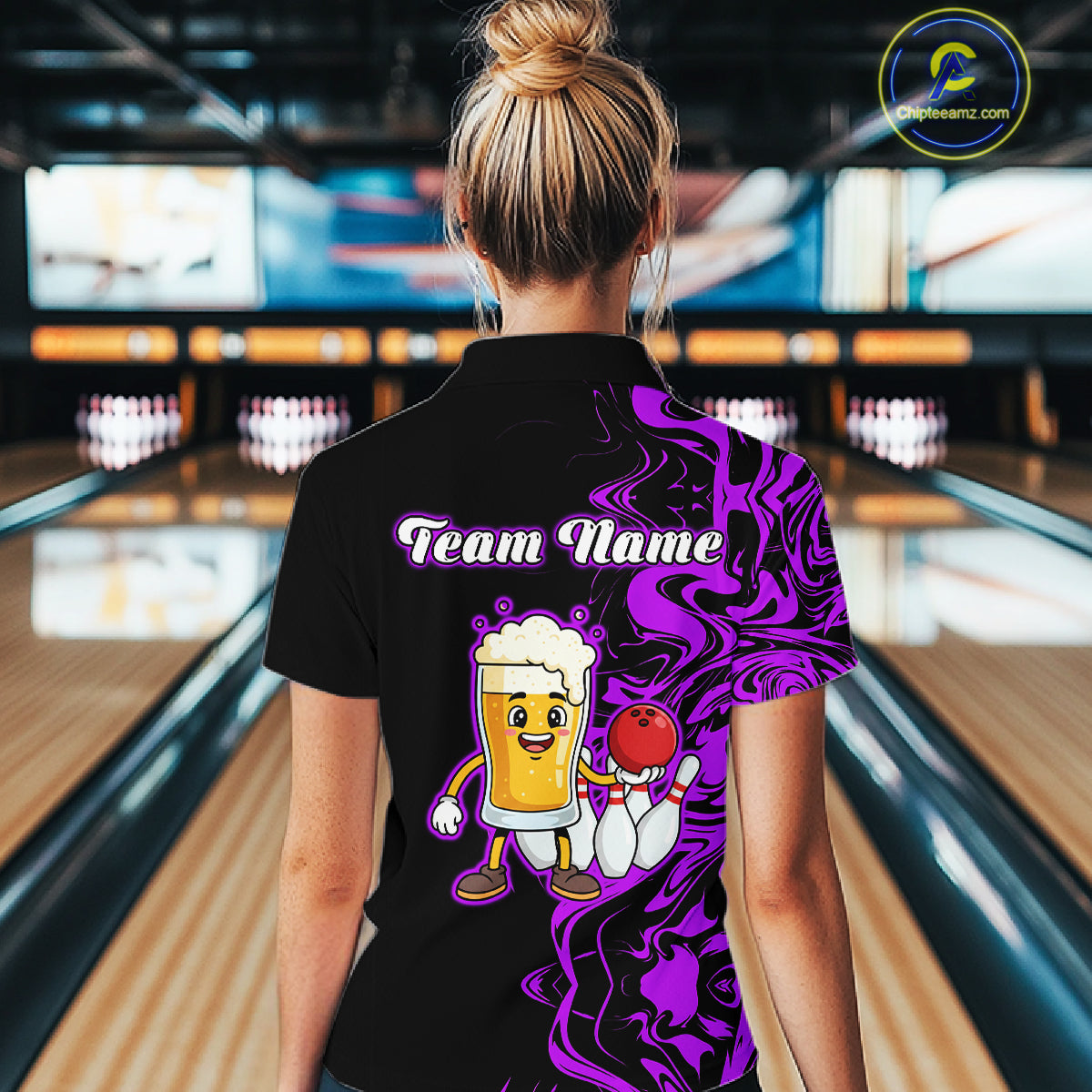 Funny Beer Bowling Shirts Team Women Men Custom Purple Bowling Jersey for Bowler MBL250