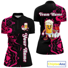 Load image into Gallery viewer, Funny Beer Bowling Shirts Team Women Men Custom Pink Bowling Jersey for Bowler MBL250
