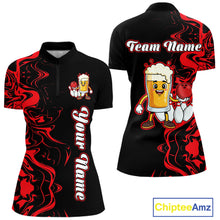 Load image into Gallery viewer, Funny Beer Bowling Shirts Team Women Men Custom Red Bowling Jersey for Bowler MBL250