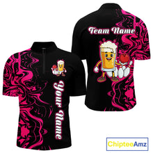 Load image into Gallery viewer, Funny Beer Bowling Shirts Team Women Men Custom Pink Bowling Jersey for Bowler MBL250