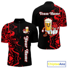 Load image into Gallery viewer, Funny Beer Bowling Shirts Team Women Men Custom Red Bowling Jersey for Bowler MBL250