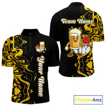 Load image into Gallery viewer, Funny Beer Bowling Shirts Team Women Men Custom Yellow Bowling Jersey for Bowler MBL250