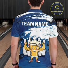 Load image into Gallery viewer, Blue Funny Beer Bowling Shirts for Women Men Team Bowling Polo&amp;1/4 Zip Bowl League MBL253