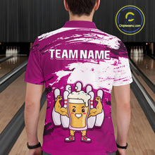 Load image into Gallery viewer, Pink Funny Beer Bowling Shirts for Women Men Team Bowling Polo&amp;1/4 Zip Bowl League MBL253