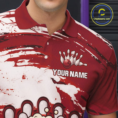 Red Funny Beer Bowling Shirts for Women Men Team Bowling Polo&1/4 Zip Bowl League MBL253