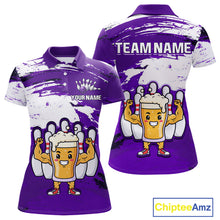 Load image into Gallery viewer, Purple Funny Beer Bowling Shirts for Women Men Team Bowling Polo&amp;1/4 Zip Bowl League MBL253