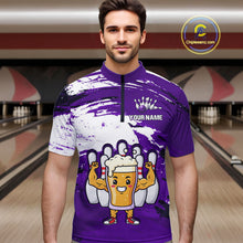 Load image into Gallery viewer, Purple Funny Beer Bowling Shirts for Women Men Team Bowling Polo&amp;1/4 Zip Bowl League MBL253