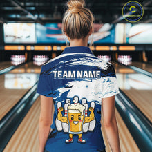 Load image into Gallery viewer, Blue Funny Beer Bowling Shirts for Women Men Team Bowling Polo&amp;1/4 Zip Bowl League MBL253