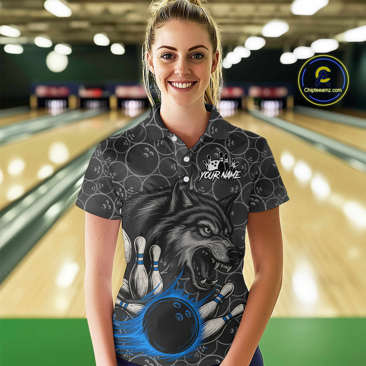 Gray Wolf Bowling Shirts for Team Women Men Wolf Bowling Jerseys Custom MBL198