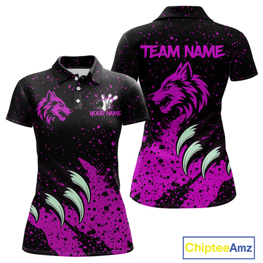 Pink Wolf Bowling Shirts for Team Men Women Custom Bowling Jerseys for Bowlers MBL205