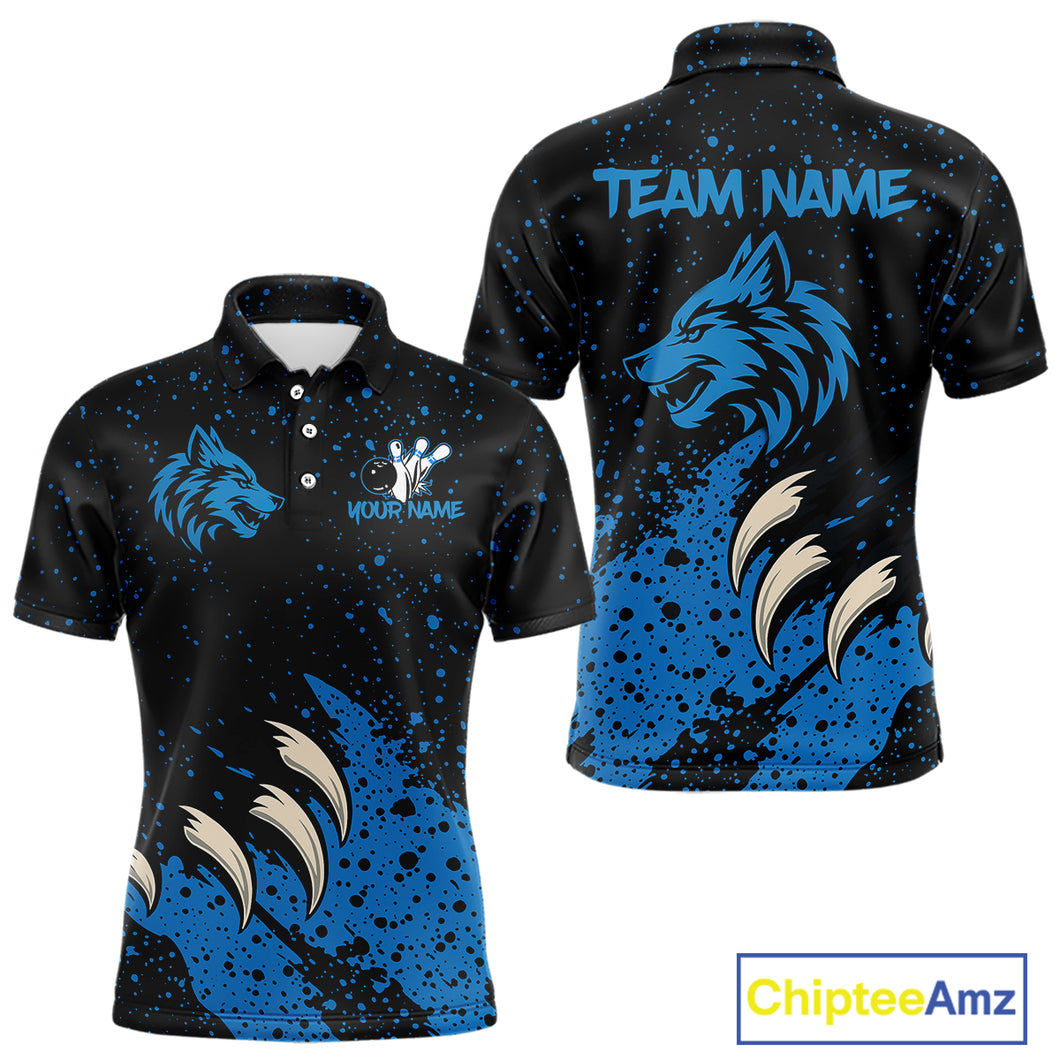 Blue Wolf Bowling Shirts for Team Men Women Custom Bowling Jerseys for Bowlers MBL205