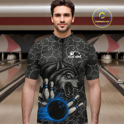 Gray Wolf Bowling Shirts for Team Women Men Wolf Bowling Jerseys Custom MBL198