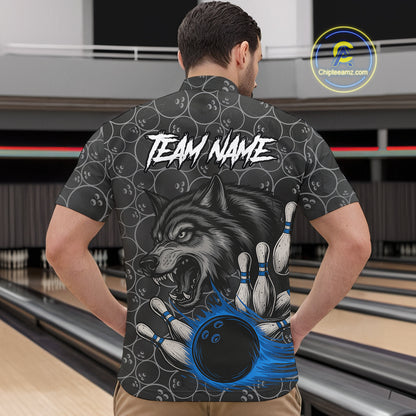 Gray Wolf Bowling Shirts for Team Women Men Wolf Bowling Jerseys Custom MBL198