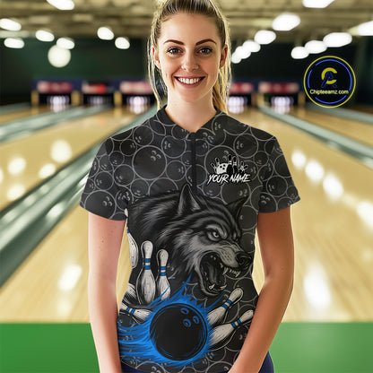 Gray Wolf Bowling Shirts for Team Women Men Wolf Bowling Jerseys Custom MBL198