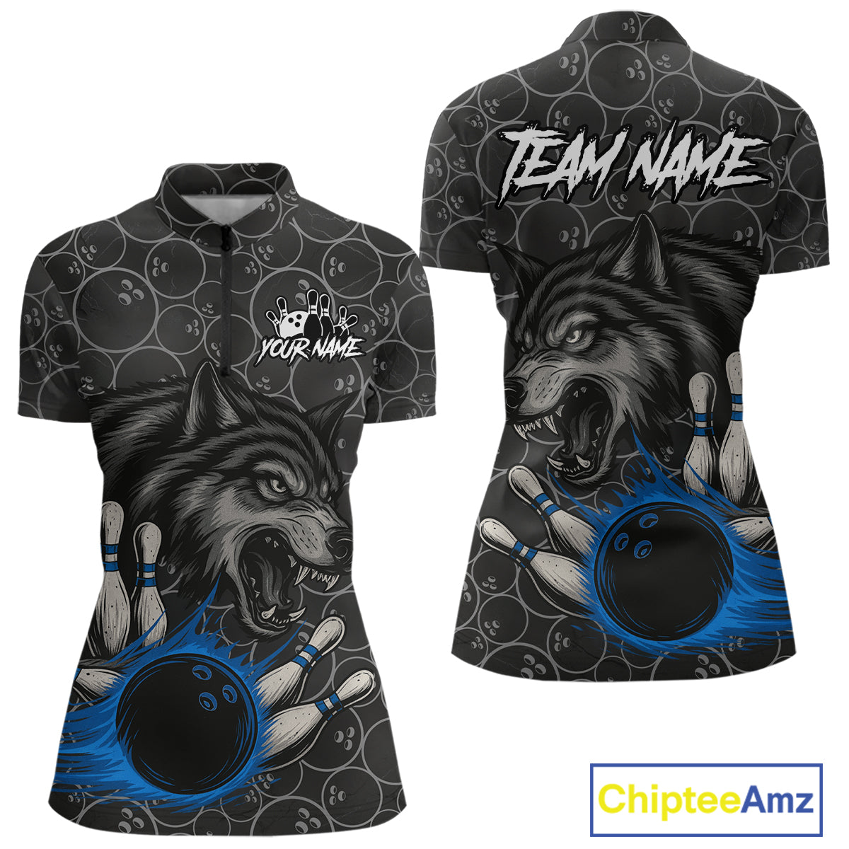 Gray Wolf Bowling Shirts for Team Women Men Wolf Bowling Jerseys Custom MBL198