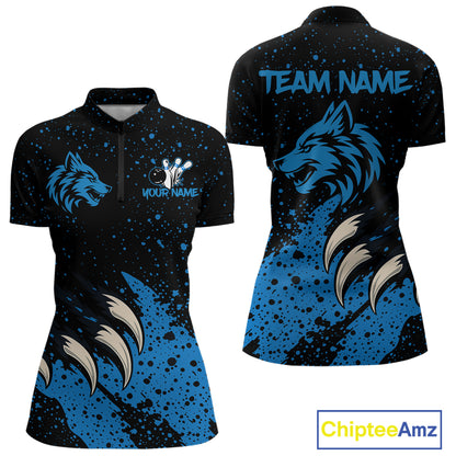Blue Wolf Bowling Shirts for Team Men Women Custom Bowling Jerseys for Bowlers MBL205