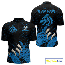 Load image into Gallery viewer, Blue Wolf Bowling Shirts for Team Men Women Custom Bowling Jerseys for Bowlers MBL205