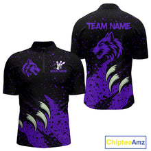 Load image into Gallery viewer, Purple Wolf Bowling Shirts for Team Men Women Custom Bowling Jerseys for Bowlers MBL205